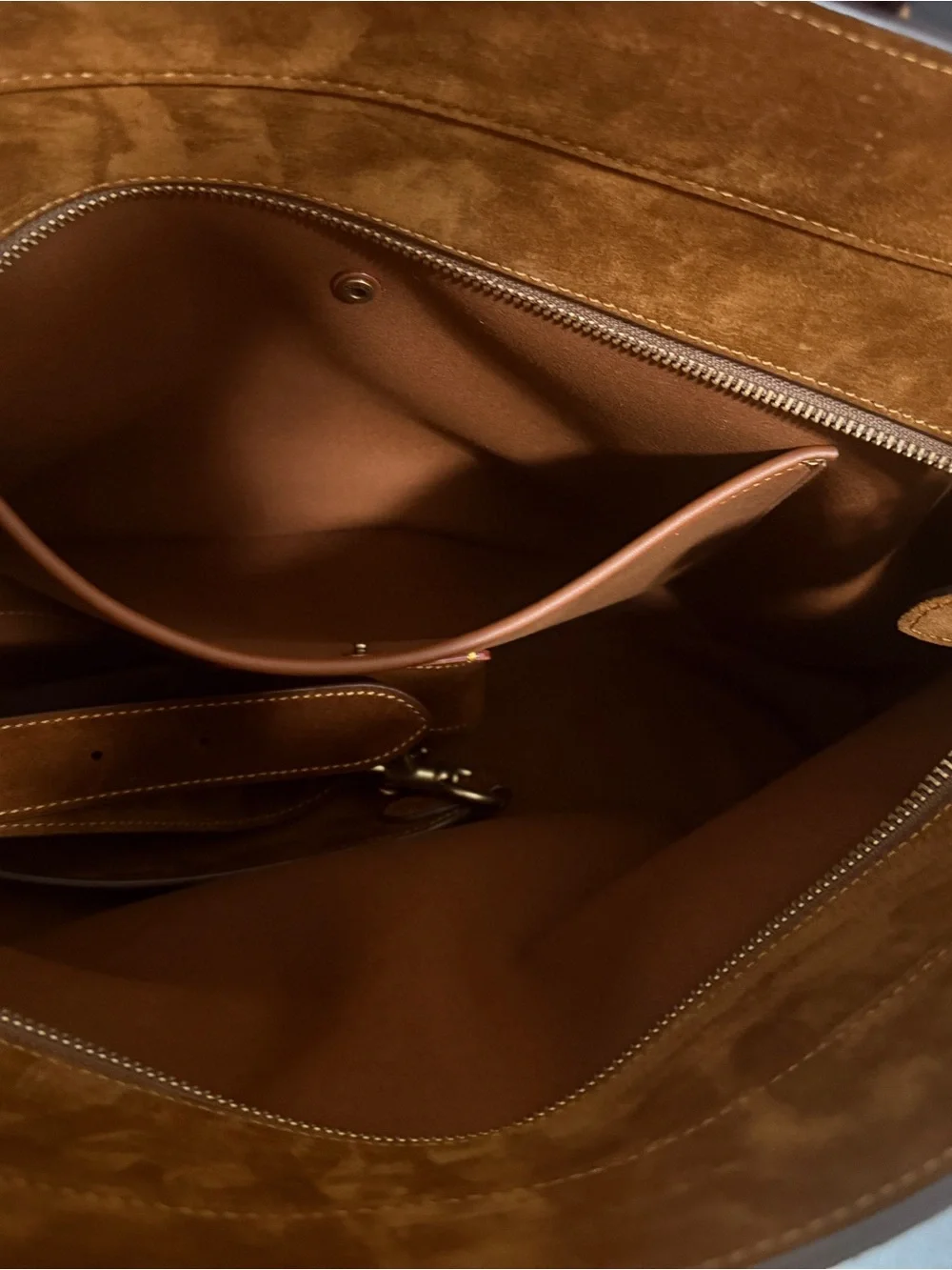 Coach Soft Empire Carryall 40 in Suede Chestnut Brown